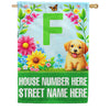 America Forever Spring Puppy Floral Monogram Personalized Address House Flag