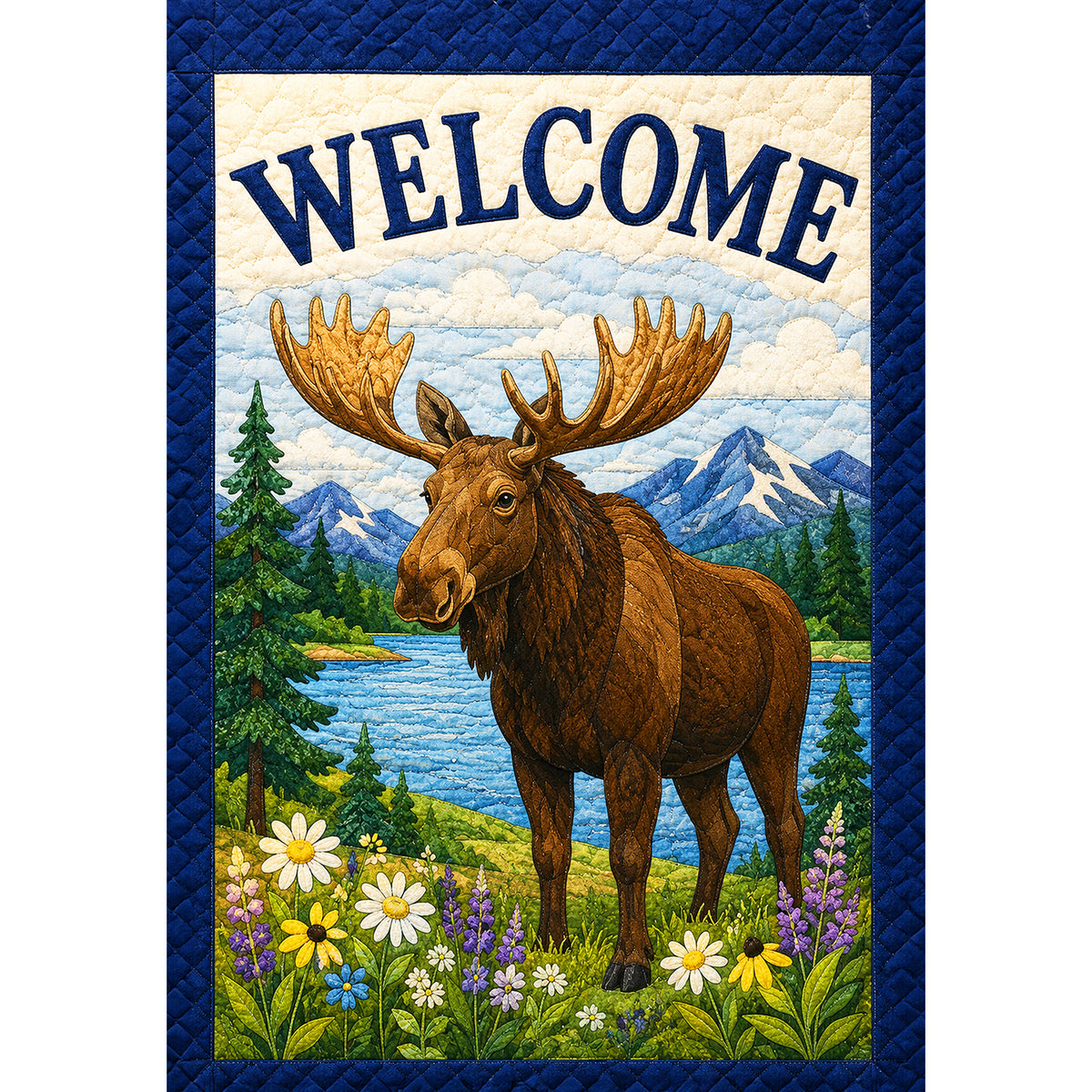 Welcome Moose Mountain Lake House Flag