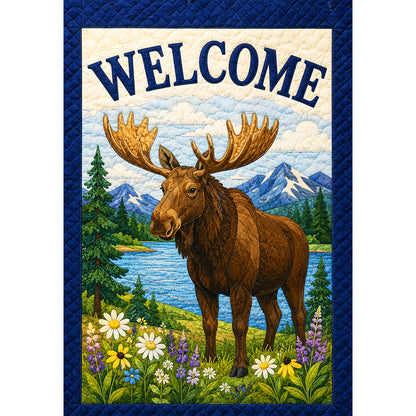 Welcome Moose Mountain Lake House Flag