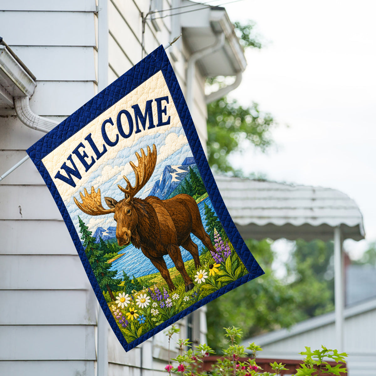 Welcome Moose Mountain Lake House Flag