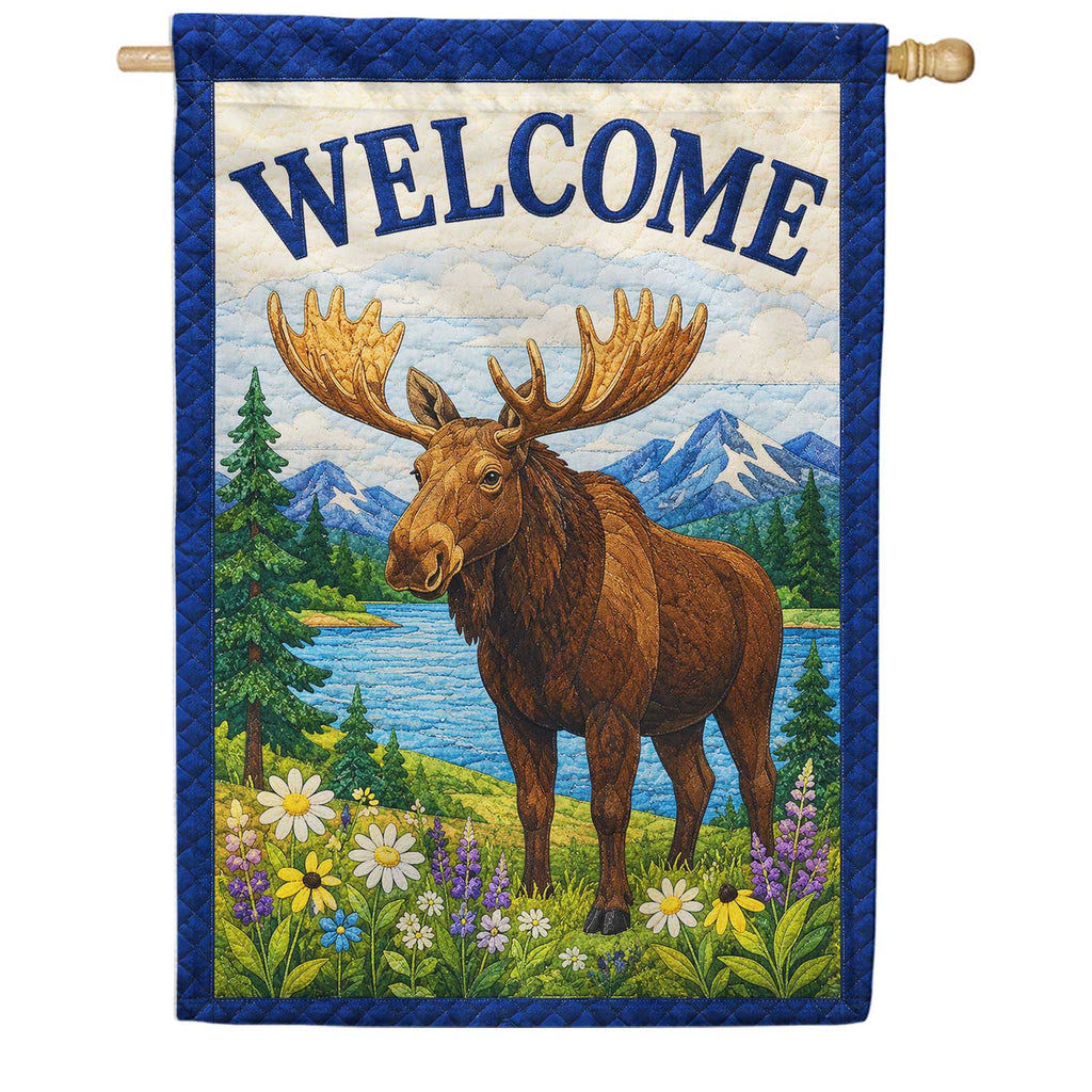 Welcome Moose Mountain Lake House Flag