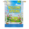 America Forever Welcome Spring Floral Window Scene House Flag