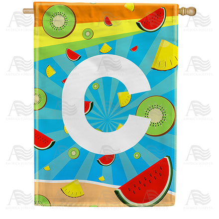 America Forever Summer Time Fruits Monogram House Flag