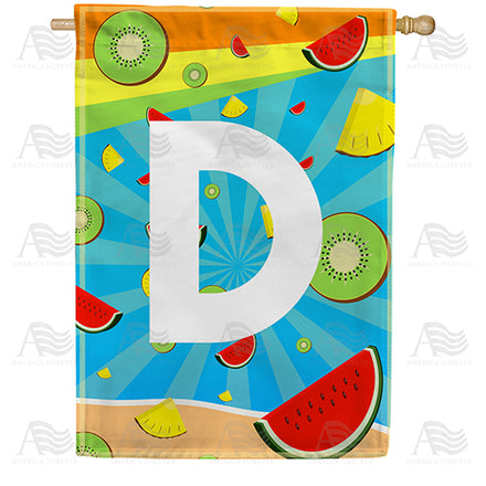 America Forever Summer Time Fruits Monogram House Flag