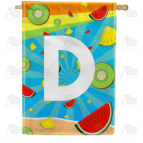 America Forever Summer Time Fruits Monogram House Flag