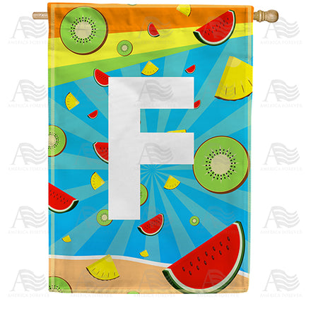 America Forever Summer Time Fruits Monogram House Flag