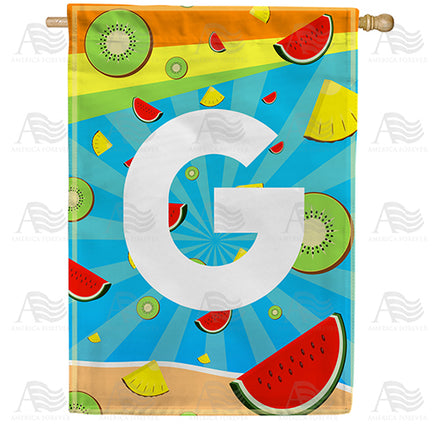 America Forever Summer Time Fruits Monogram House Flag