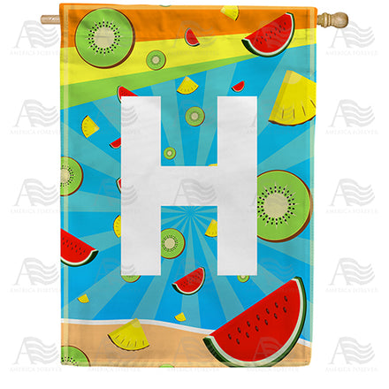 America Forever Summer Time Fruits Monogram House Flag