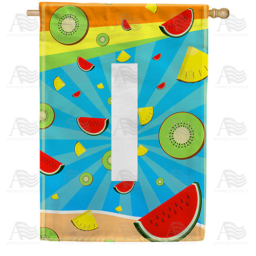 America Forever Summer Time Fruits Monogram House Flag