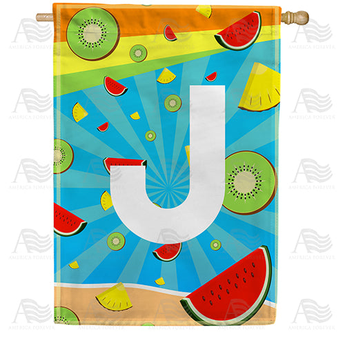 America Forever Summer Time Fruits Monogram House Flag