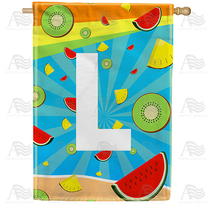 America Forever Summer Time Fruits Monogram House Flag