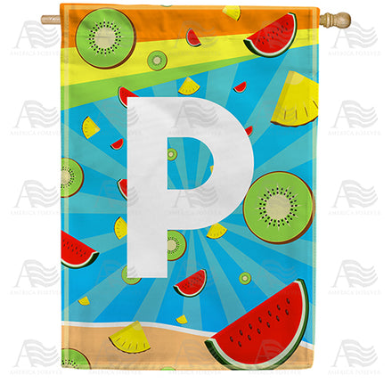 America Forever Summer Time Fruits Monogram House Flag