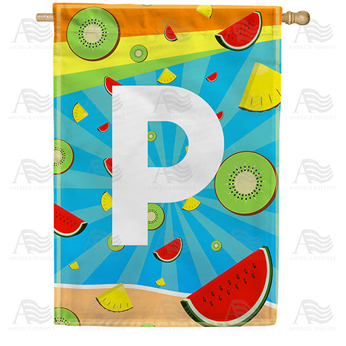 America Forever Summer Time Fruits Monogram House Flag