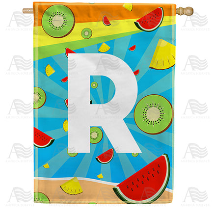 America Forever Summer Time Fruits Monogram House Flag