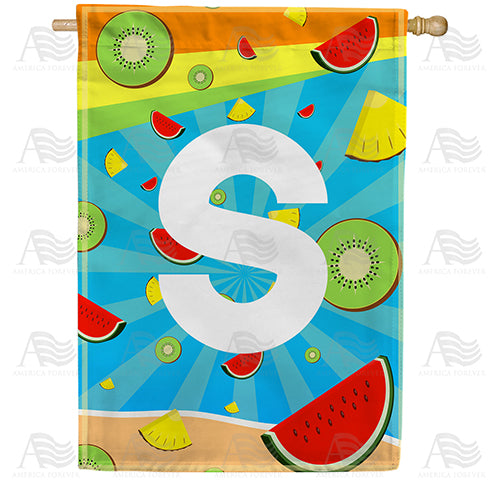 America Forever Summer Time Fruits Monogram House Flag