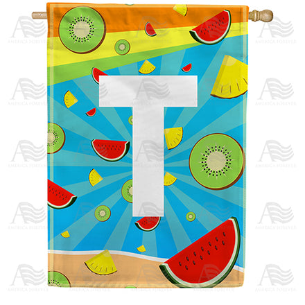 America Forever Summer Time Fruits Monogram House Flag