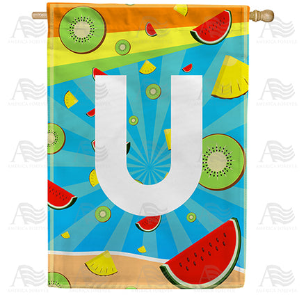 America Forever Summer Time Fruits Monogram House Flag