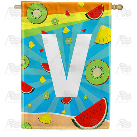 America Forever Summer Time Fruits Monogram House Flag