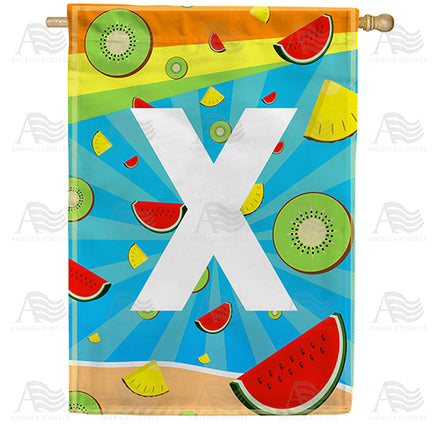 America Forever Summer Time Fruits Monogram House Flag