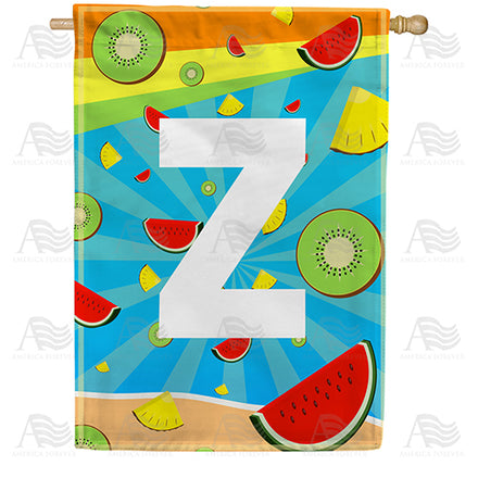 America Forever Summer Time Fruits Monogram House Flag