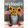 America Forever Sunflower and Cardinals Welcome House Flag
