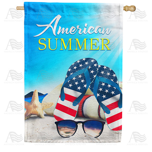 America Forever American Summer Flip Flops House Flag