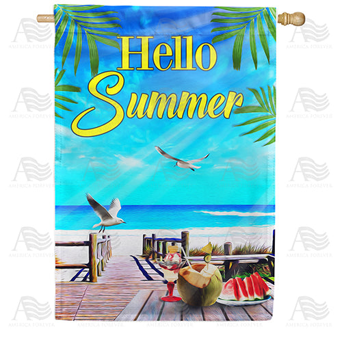 America Forever Beach Life Hello Summer House Flag