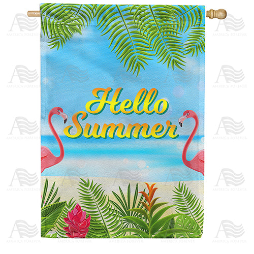 America Forever Twin Flamingo Summer Hello House Flag
