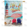 America Forever Life's A Beach Lighthouse House Flag