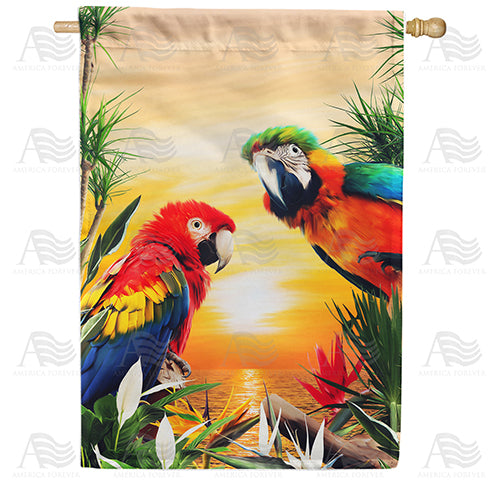 America Forever Tropical Sunset House Flag