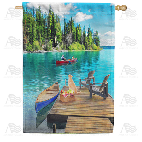 America Forever Summer Day At The Lake House Flag