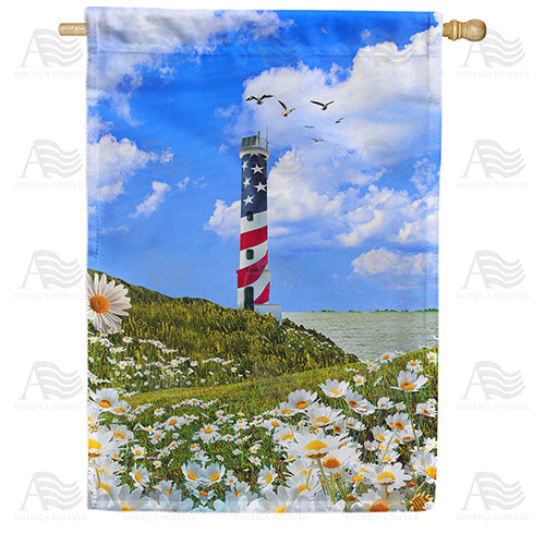 America Forever Patriotic Lighthouse House Flag