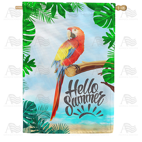 America Forever Macaw Says Hello Summer House Flag