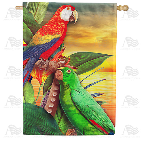America Forever Parrots Paradise House Flag