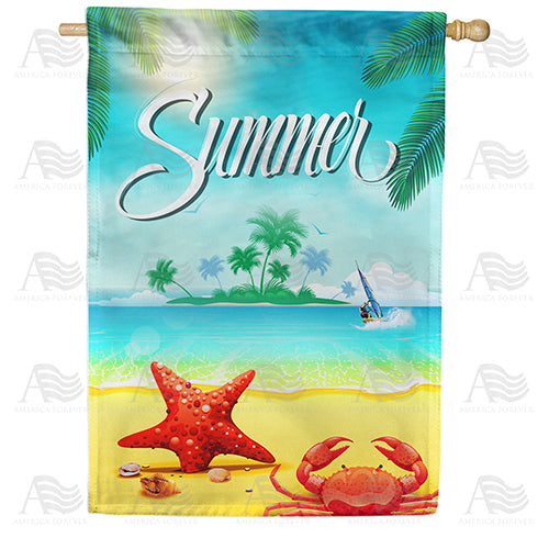 America Forever Summer Beach Critters House Flag