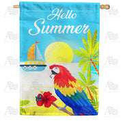 America Forever Hello Summer Macaw House Flag