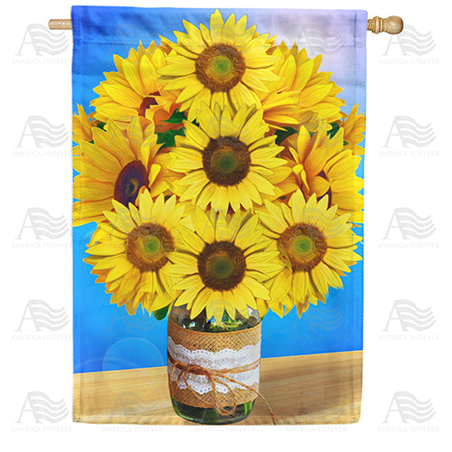 America Forever Happy Sunflower Bouquet House Flag