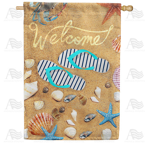America Forever "Shell" We Go To The Beach? House Flag