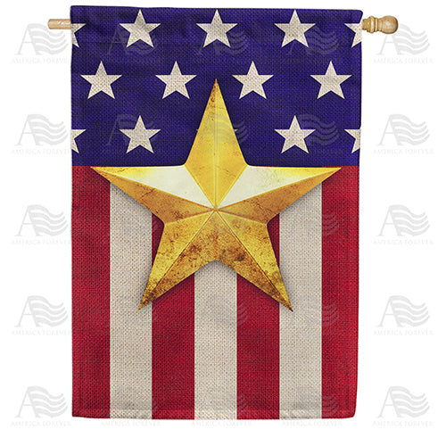 America Forever Gold Star Flag House Flag