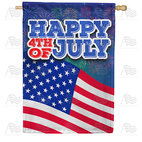 America Forever Fireworks And American Flag House Flag