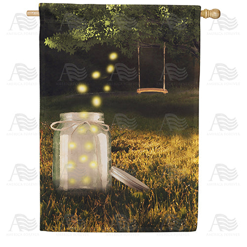 America Forever Catching Lightning Bugs House Flag