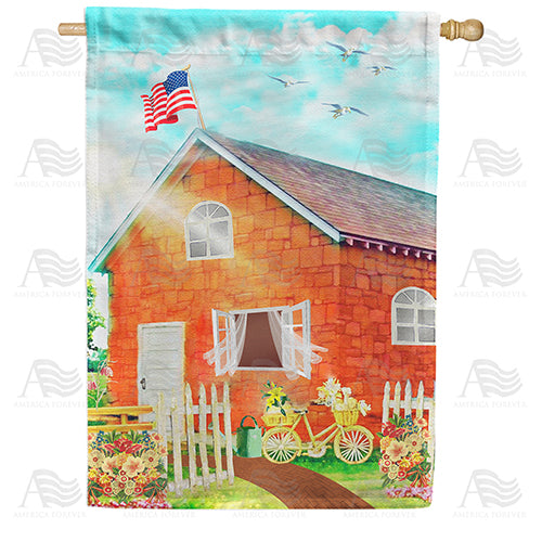 America Forever Spring Cottage House Flag
