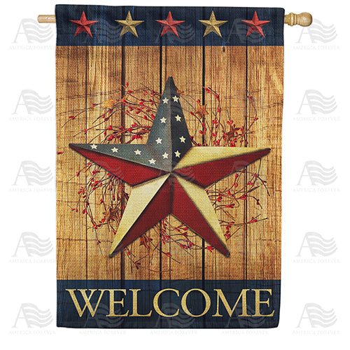 America Forever Country Patriotic Star Welcome House Flag