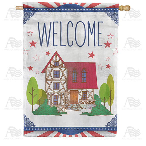 America Forever Folk Art Home Welcome House Flag
