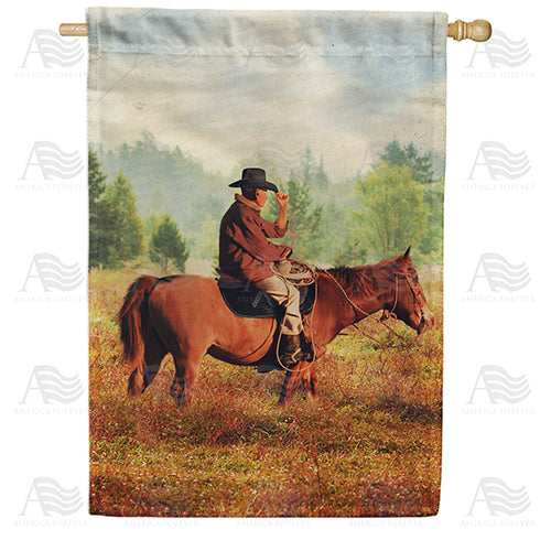 America Forever Cowboy And Horse House Flag