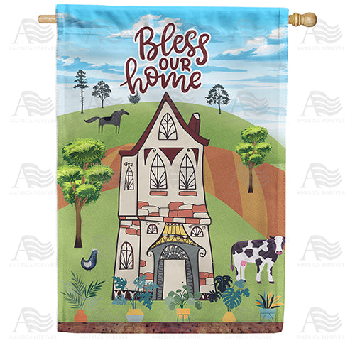 America Forever Folk Art Bless Our Home House Flag