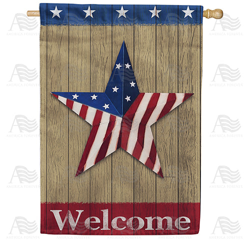 America Forever Patriotic Star Welcome House Flag