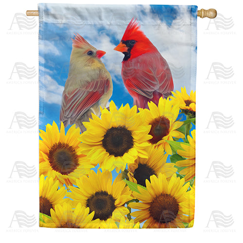 America Forever Cardinals and Sunflowers House Flag