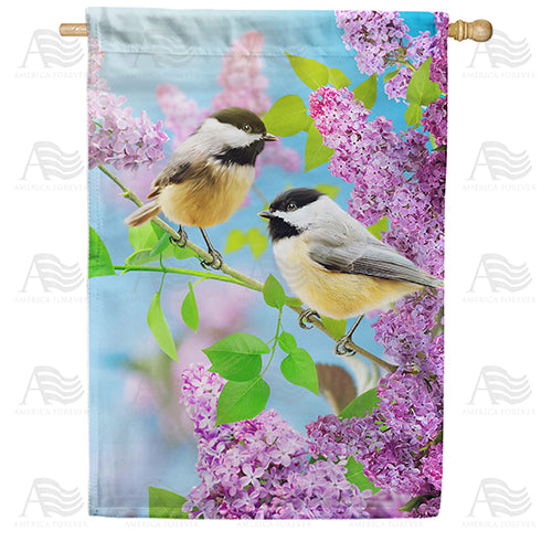 America Forever Chickadees and Lilacs House Flag