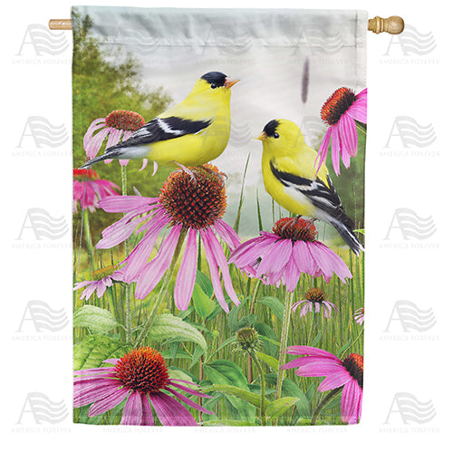 America Forever Finches and Coneflowers House Flag
